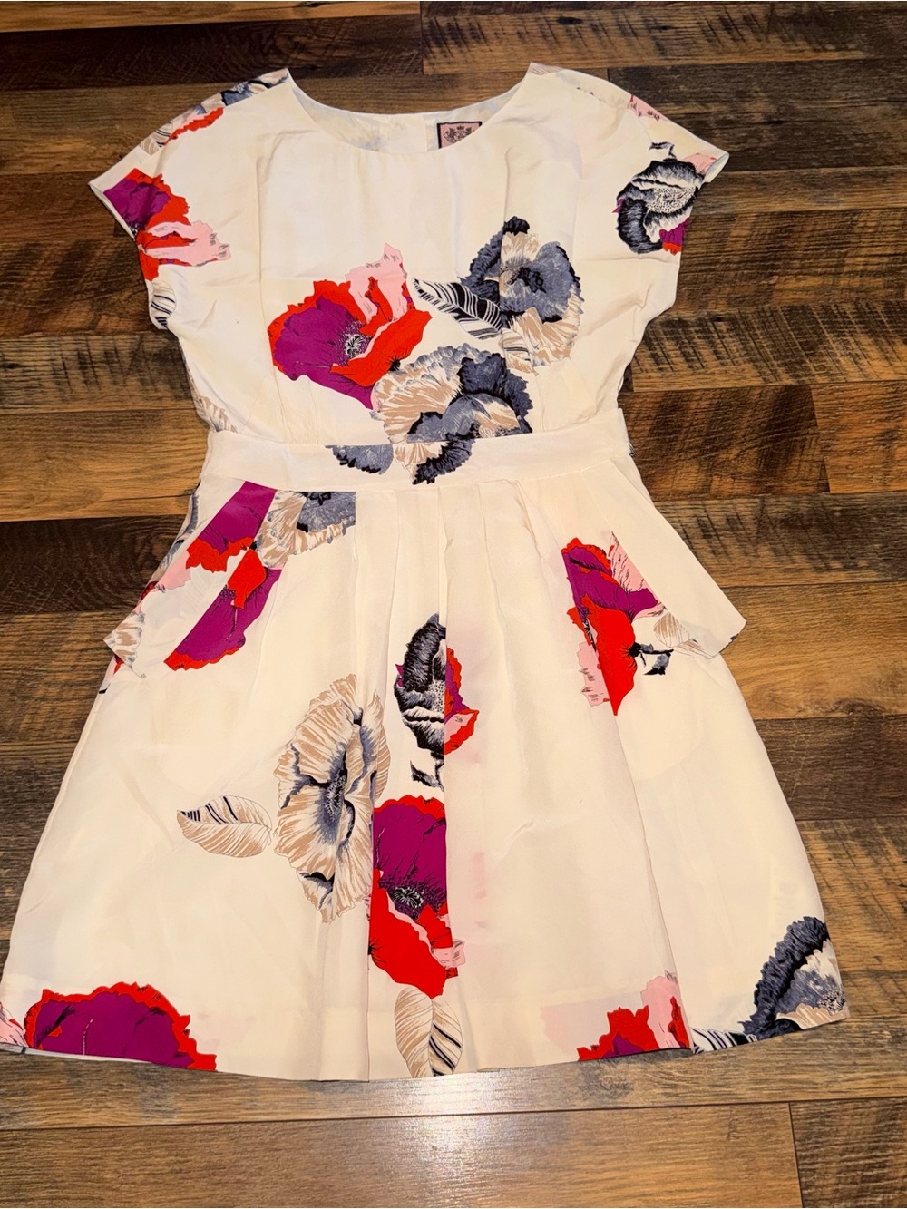 Juicy Couture Cream Fit-and-Flare Dress with Red & Magenta Floral Print